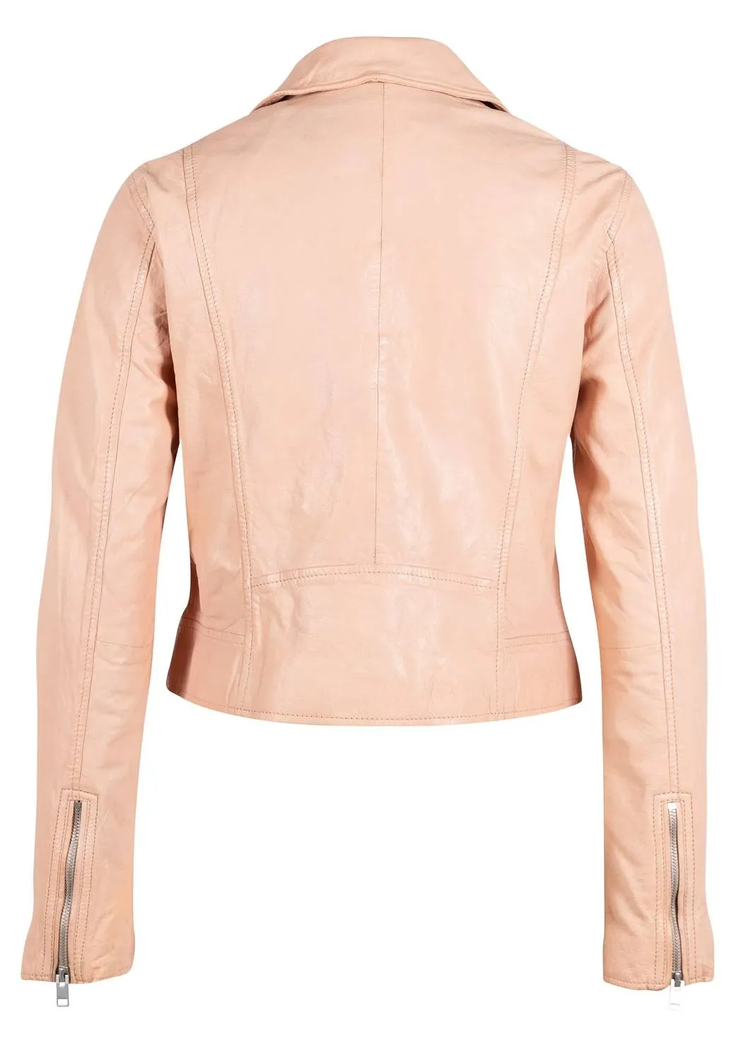 Julene Rf Leather Jacket In Peach