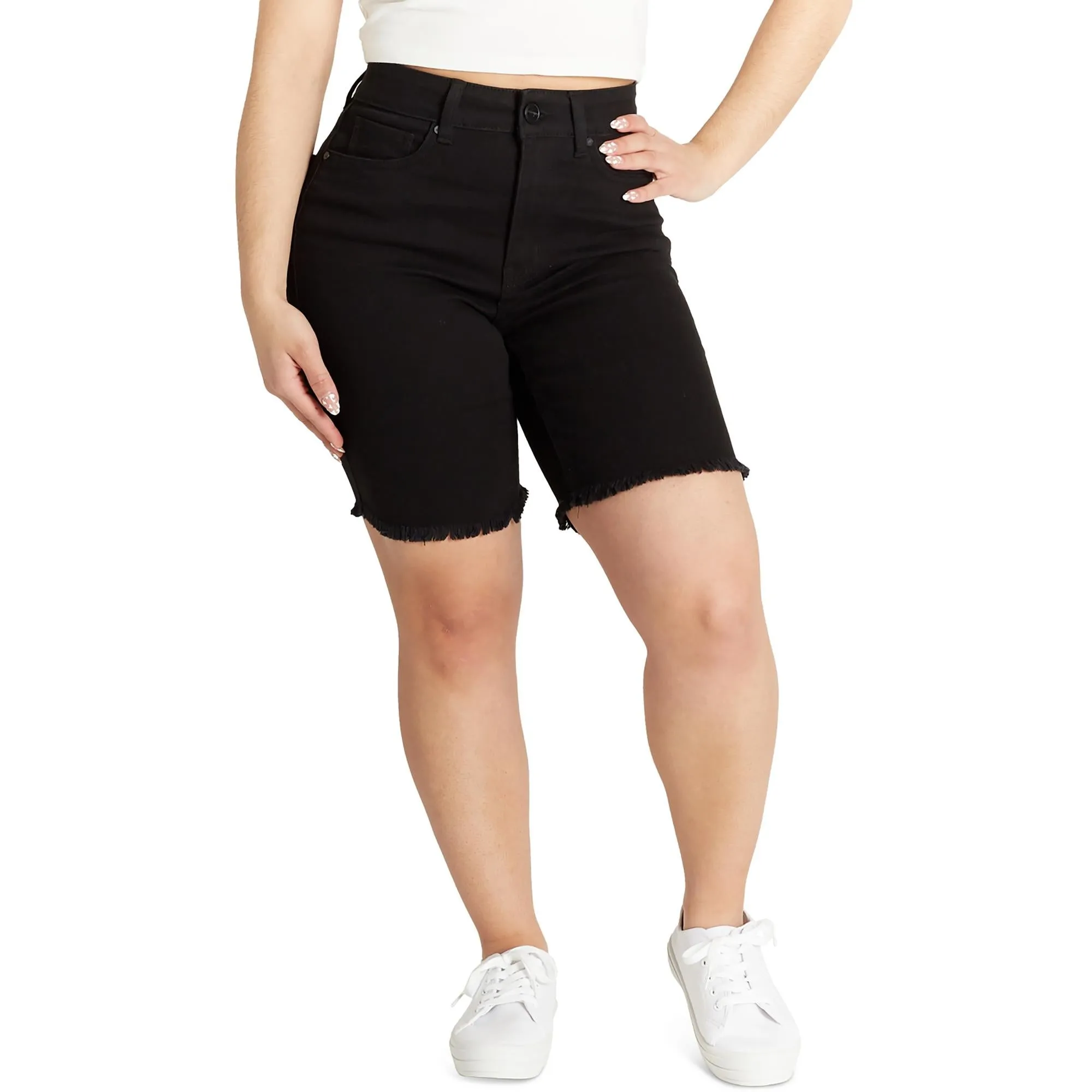 Juniors Womens High Rise Bermuda Bermuda Shorts
