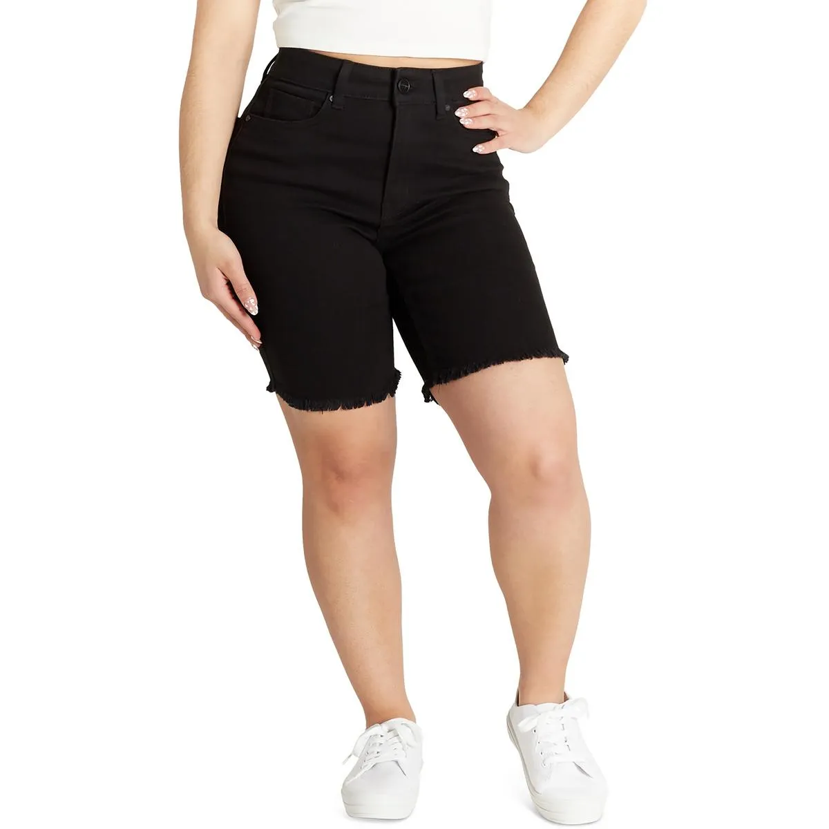 Juniors Womens High Rise Bermuda Bermuda Shorts