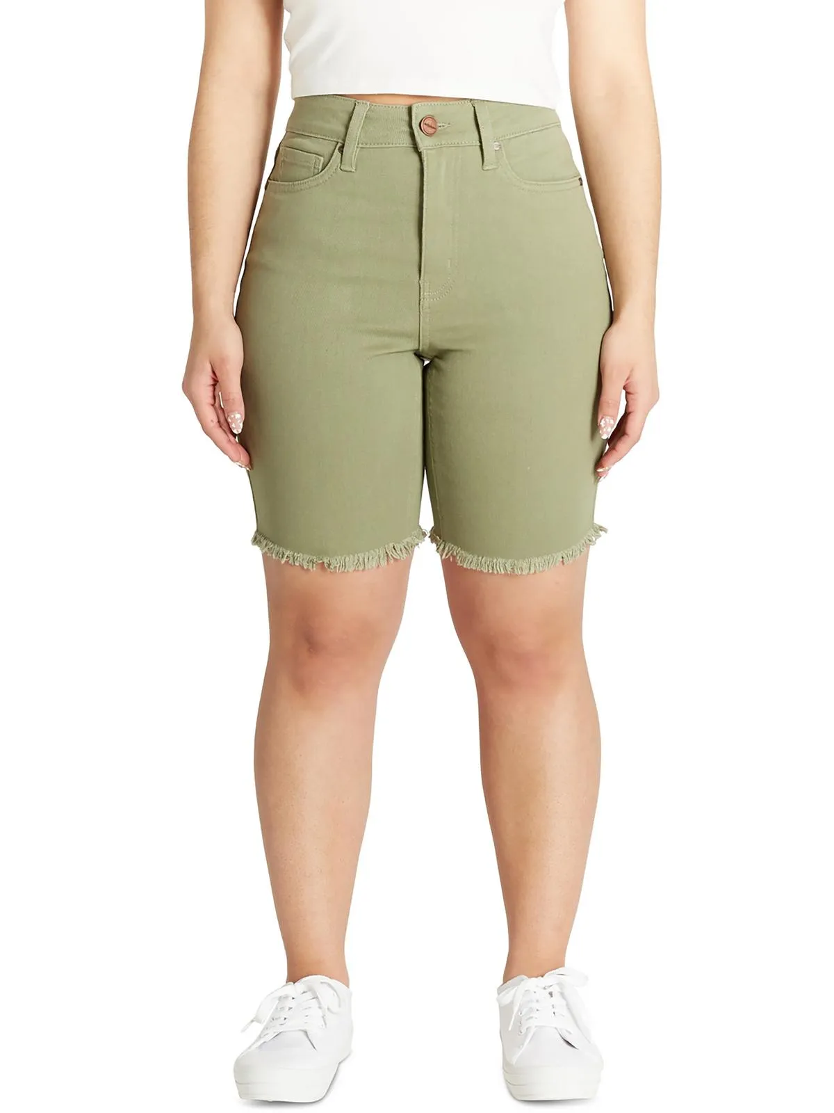Juniors Womens High Rise Bermuda Bermuda Shorts