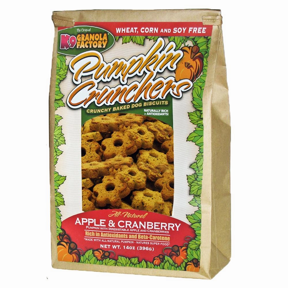 K9 Granola Factory Pumpkin Crunchers - Apple & Cranberry 14oz Bag dog biscuit treats,crunchy dog snacks,dog cookies