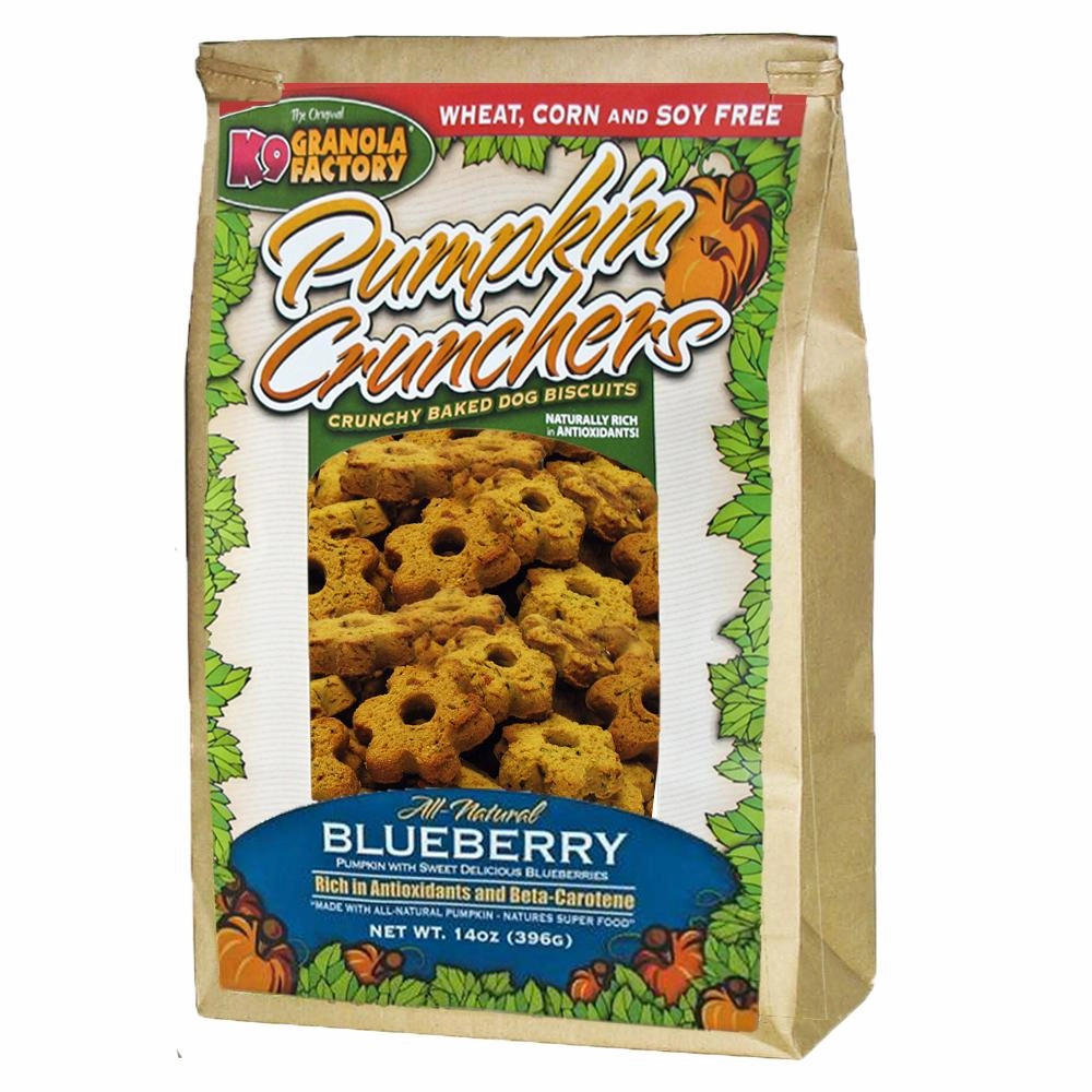 K9 Granola Factory Pumpkin Crunchers - Blueberry 14oz Bag dog biscuit treats,crunchy dog snacks,dog cookies