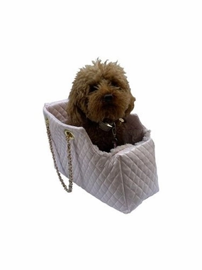 Kate Carrier in Light Pink with Chain Straps dog travel crate,airline approved dog carrier,dog transport bag