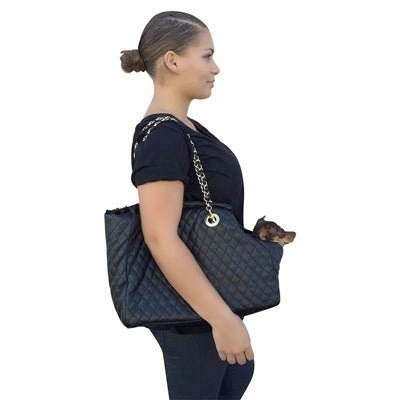 Kate Carrier in Quilted Black with Chain Straps