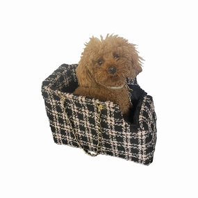 Kate Quilted Dog Carrier Pink/Black Plaid dog bowtie leather collar dog charm dog party wear dog scarf set