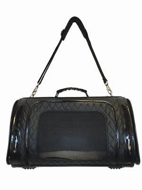 Kelle - Black Quilted Pet Carrier dog travel crate,airline approved dog carrier,dog transport bag