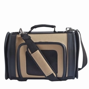 Kelle Carrier- Tan & Black dog travel crate,airline approved dog carrier,dog transport bag