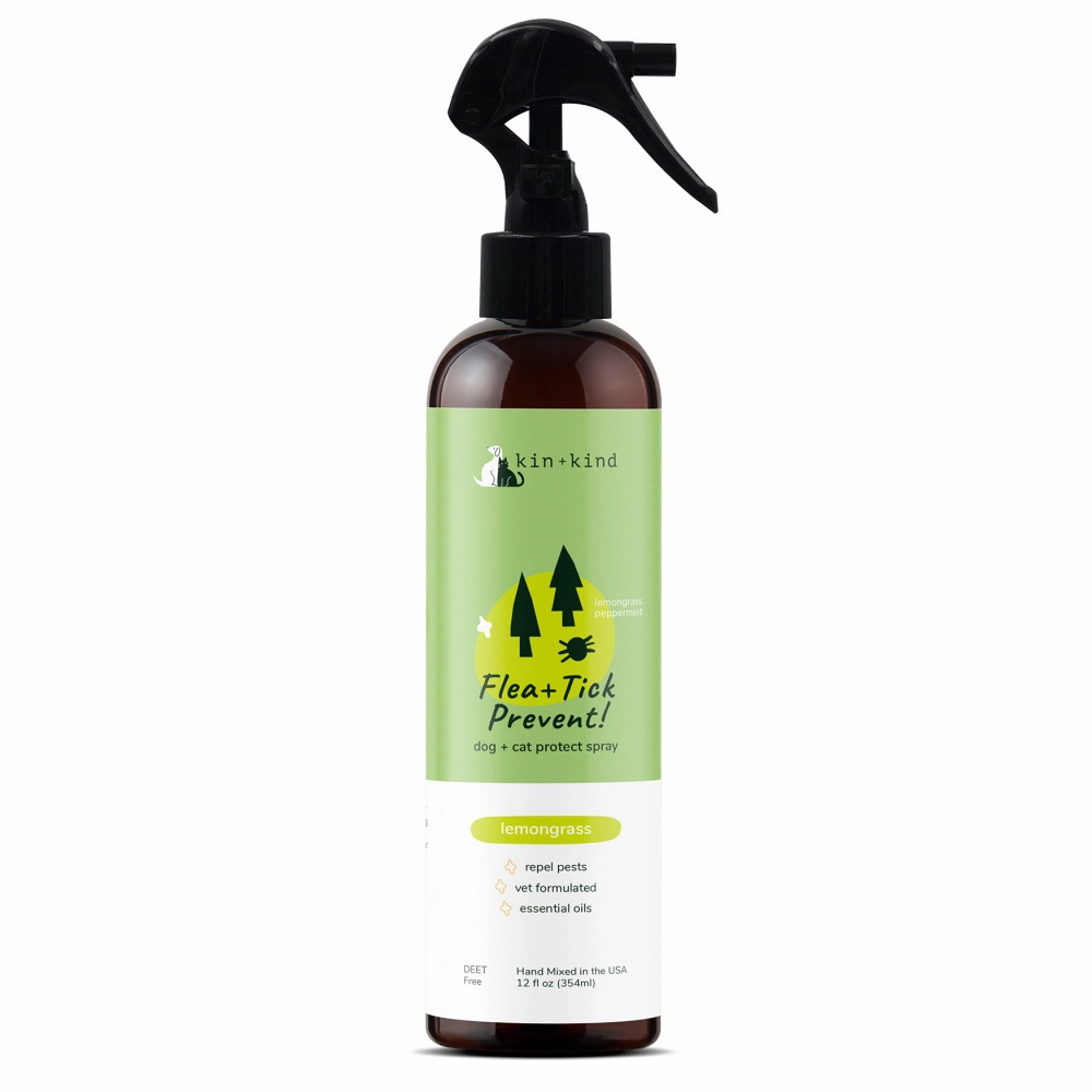 kin kind Flea & Tick Prevent! Plant Powered Dog & Cat Protect Lemongrass Spray cat toys and food,complete cat care,all in one cat kit
