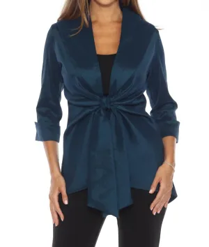 Knot Front Taffeta Cover-Up Jacket In Twilight