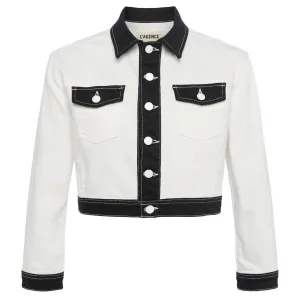 Koda Colorblock Crop Jacket In White/black