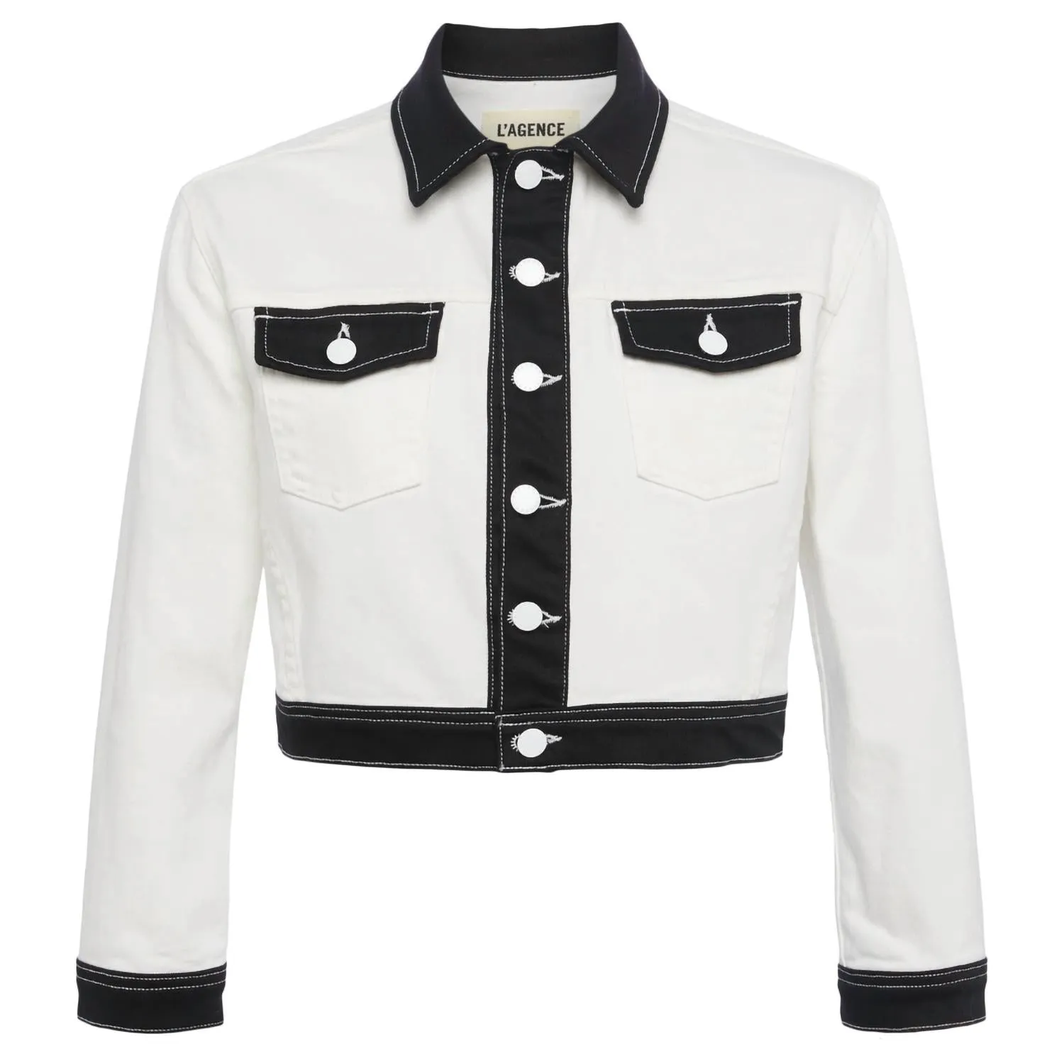 Koda Colorblock Crop Jacket In White/black