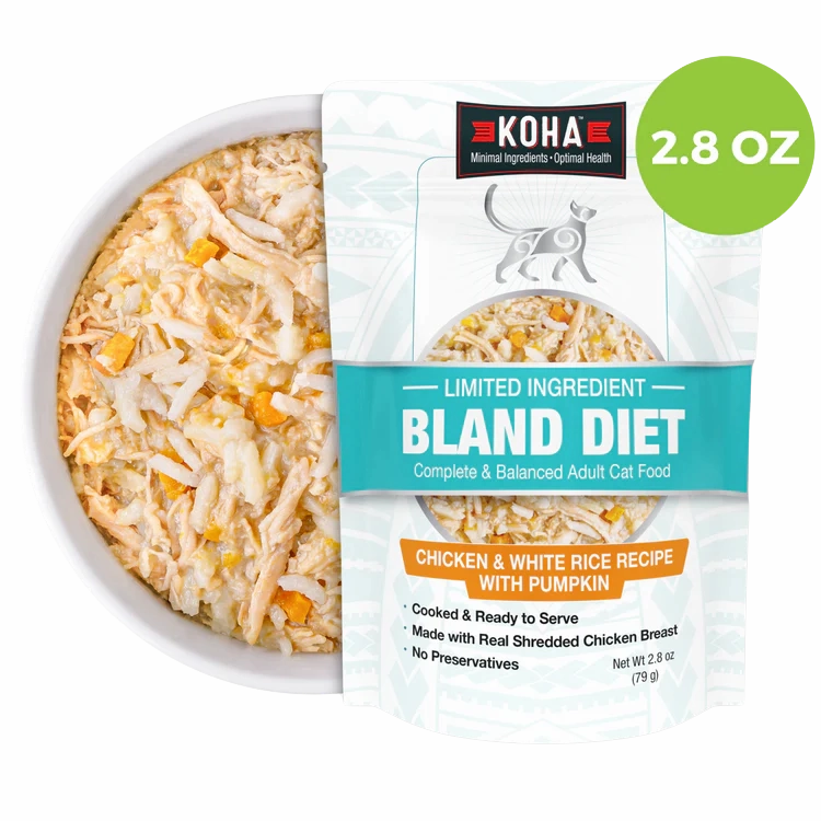 KOHA Wet Cat Food Bland Diet Chicken & Rice 2.8oz pouch grain free wet cat food,senior cat wet food,cat pt