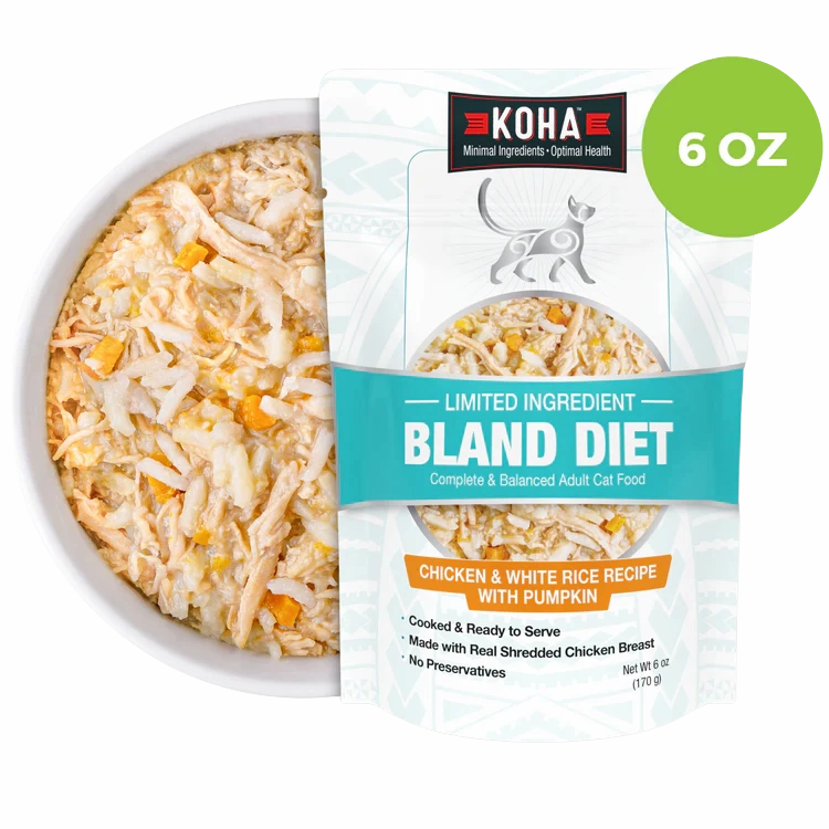 KOHA Wet Cat Food Bland Diet Chicken & Rice 6oz pouch grain free wet cat food,senior cat wet food,cat pt