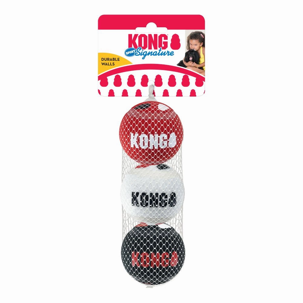 KONG - Signature Sports Balls (Medium) (3pk) squeaky dog toy,plush dog toy,soft chew toy