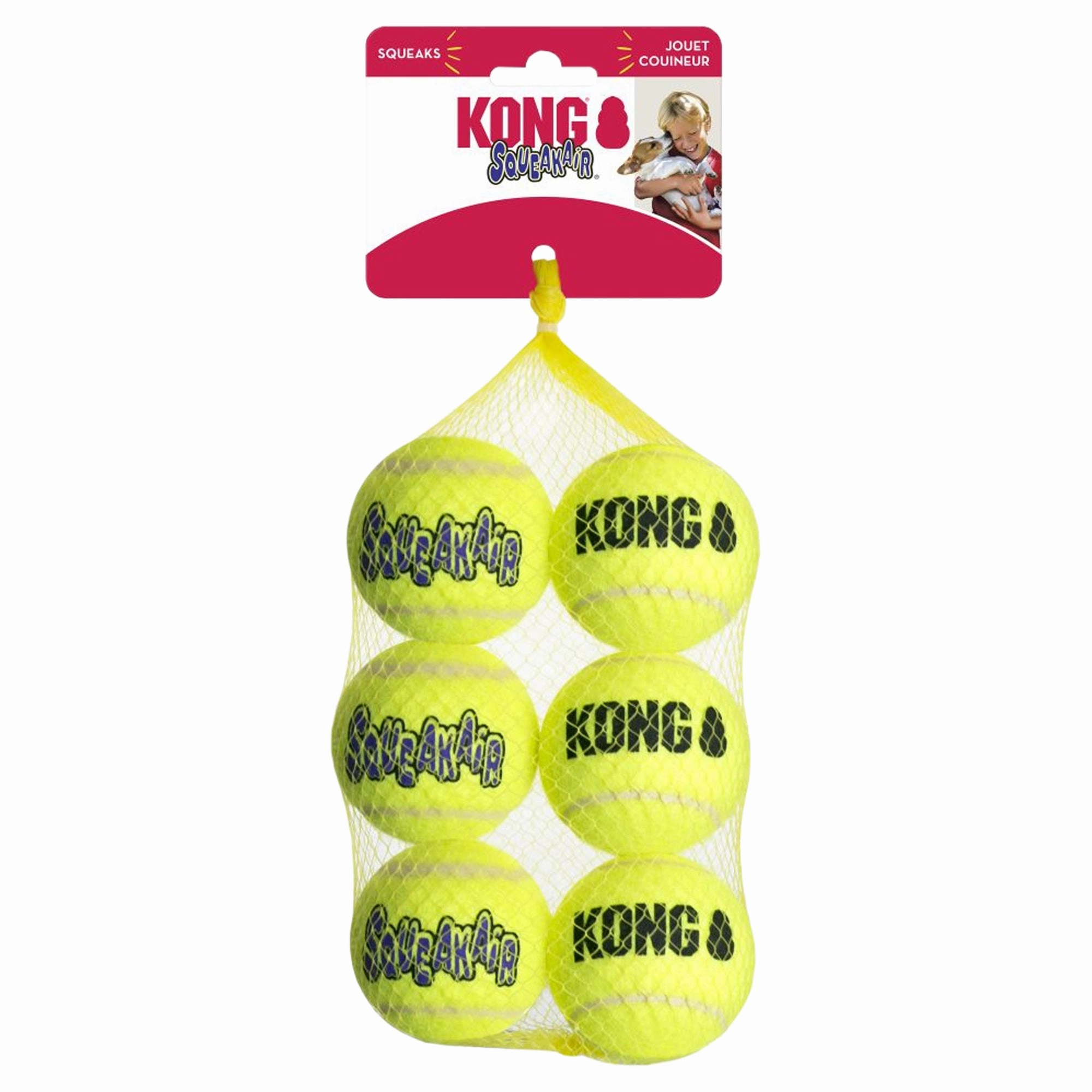KONG - SqueakAir Ball (Medium) (6pk) squeaky dog toy,plush dog toy,soft chew toy