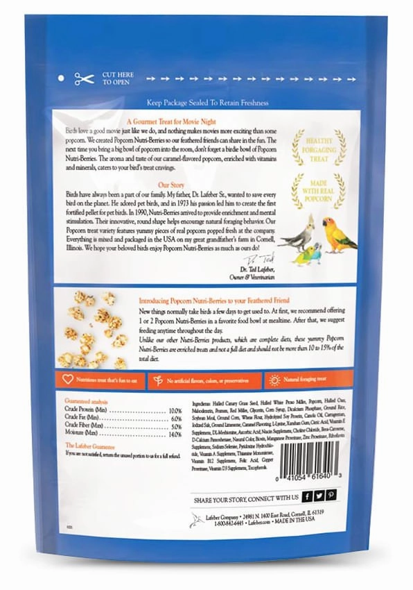 Lafeber Cockatiel Popcorn Nutri-Berries, 4 oz bag