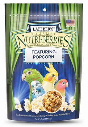 Lafeber Cockatiel Popcorn Nutri-Berries, 4 oz bag soft chew treat,chewy dog snacks,tender bites for dogs