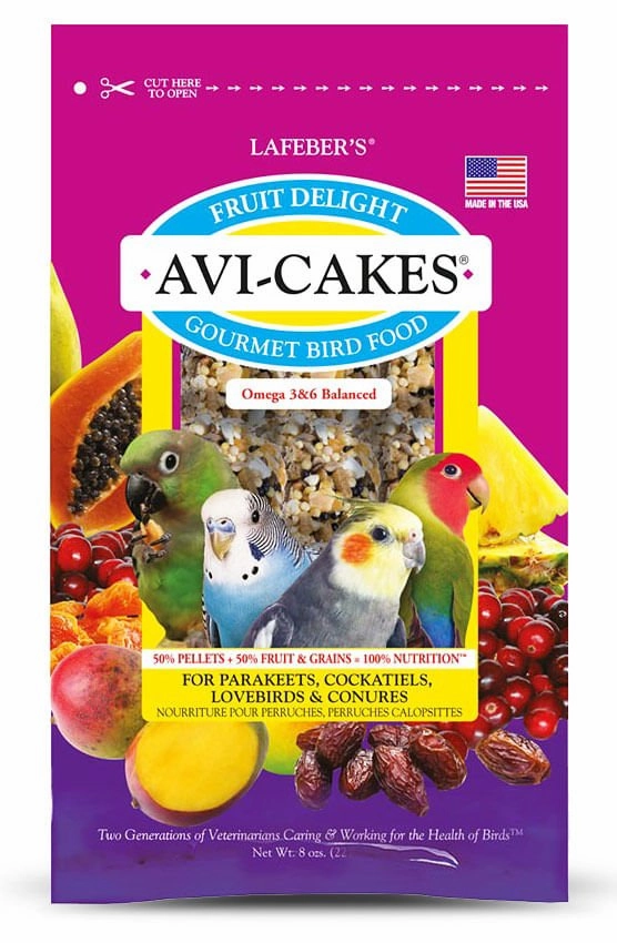 Lafeber Fruit Delight Avi-Cakes for Small Birds, 8 oz soft chew treat,chewy dog snacks,tender bites for dogs