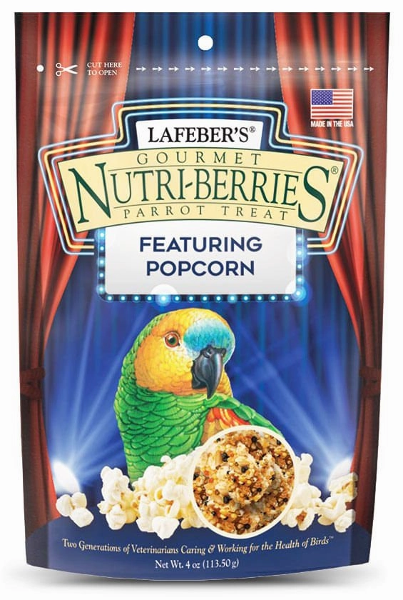 Lafeber Parrot Popcorn Nutri-Berries, 4 oz soft chew treat,chewy dog snacks,tender bites for dogs
