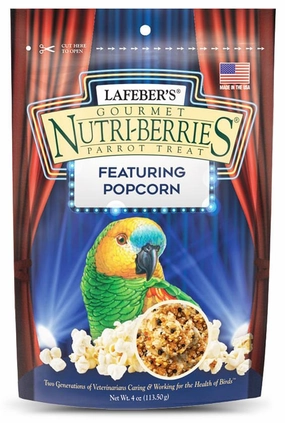 Lafeber Parrot Popcorn Nutri-Berries, 4 oz soft chew treat,chewy dog snacks,tender bites for dogs