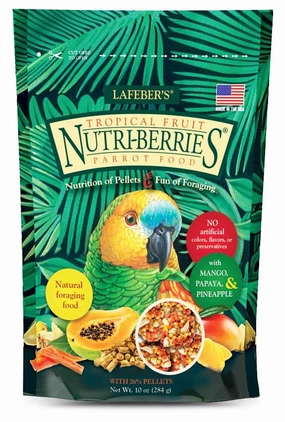 Lafeber Parrot Tropical Fruit Nutri-Berries, 10 oz bag soft chew treat,chewy dog snacks,tender bites for dogs