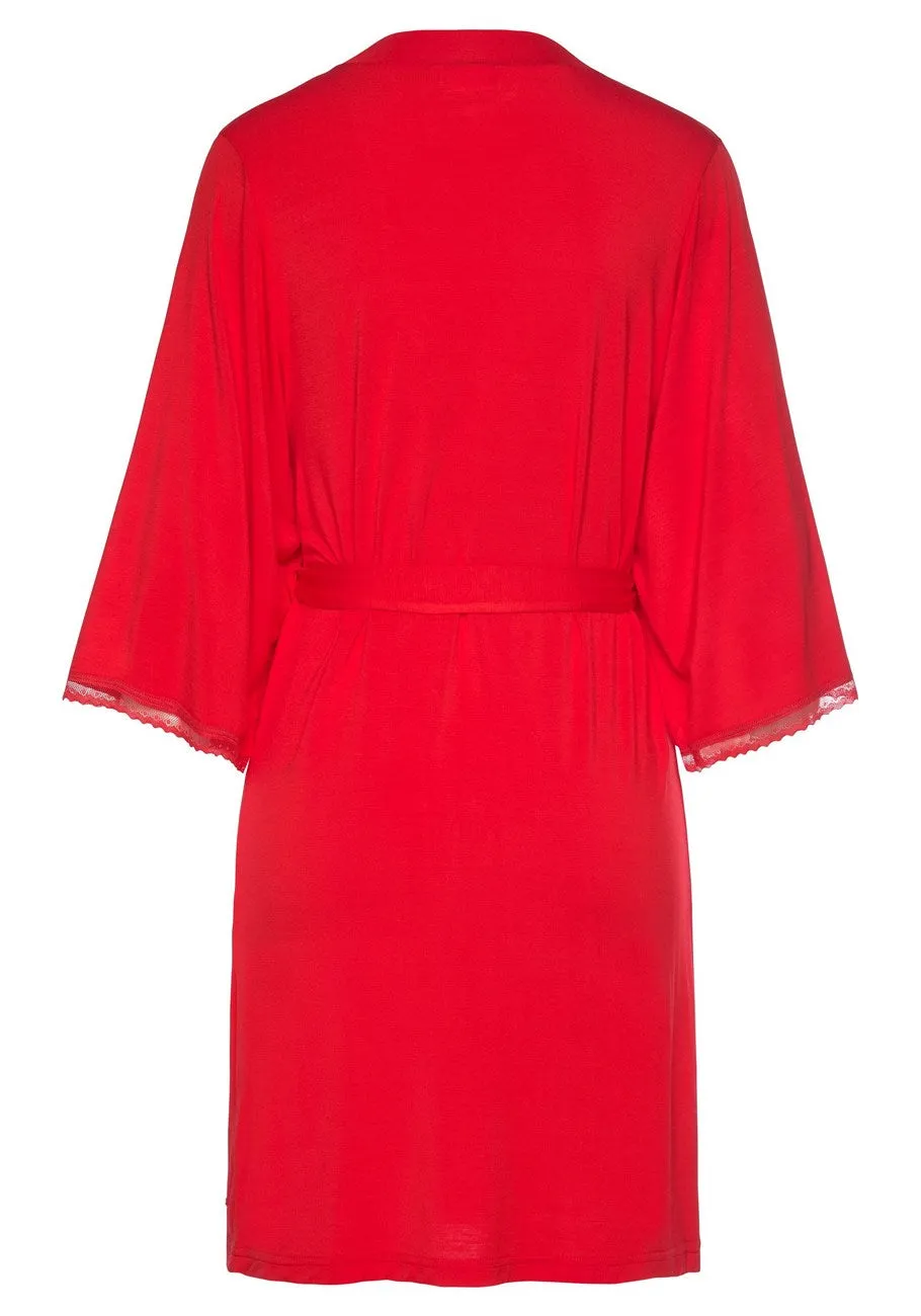 LASCANA Women's Lace Hem Robe
