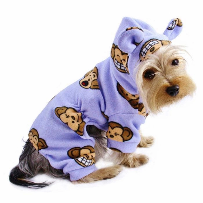 Lavender Silly Monkey Fleece Dog Pajamas dog underwear,dog diaper,pet undergarments