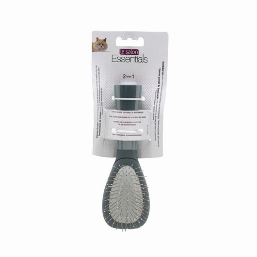 Le Salon Essentials Cat Combo Brush - Small pet grooming brush,pet comb,detangling brush for pets