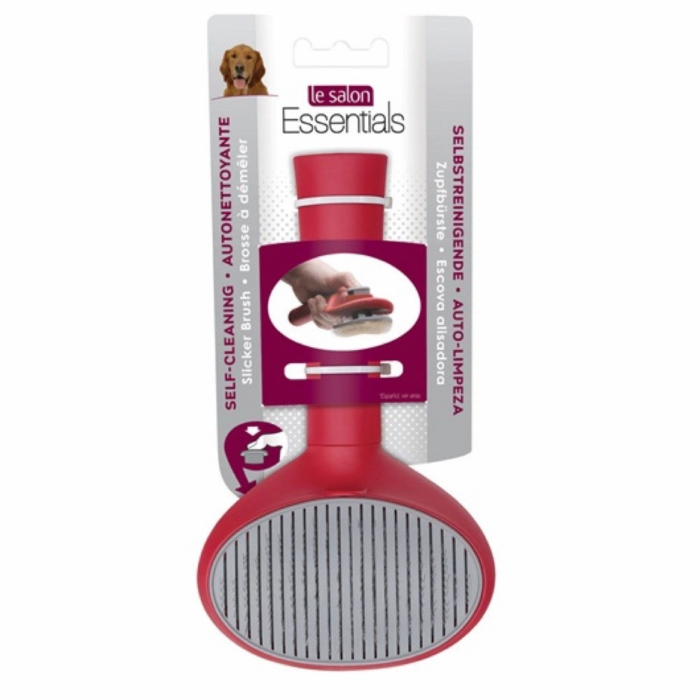 Le Salon Essentials Self-Cleaning Dog Slicker Brush pet grooming brush,pet comb,detangling brush for pets