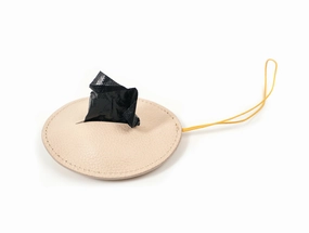 Leather Dog Waste Bag Holder: Pop Pouch Sir Chuck Beige dog business cards,pet business supplies,doggie storefront