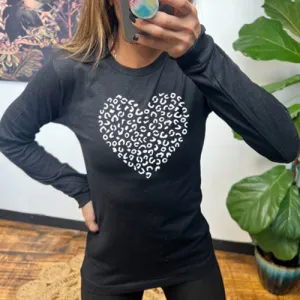 Leopard Heart Long Sleeve Tee