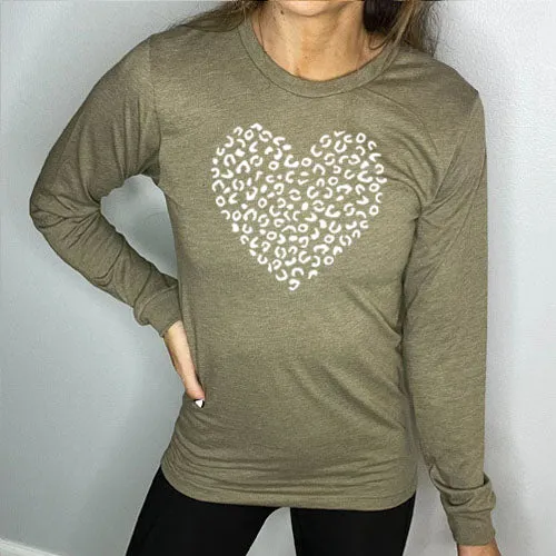 Leopard Heart Long Sleeve Tee