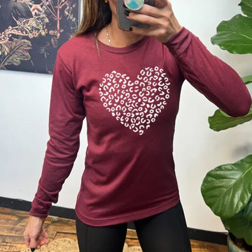 Leopard Heart Long Sleeve Tee