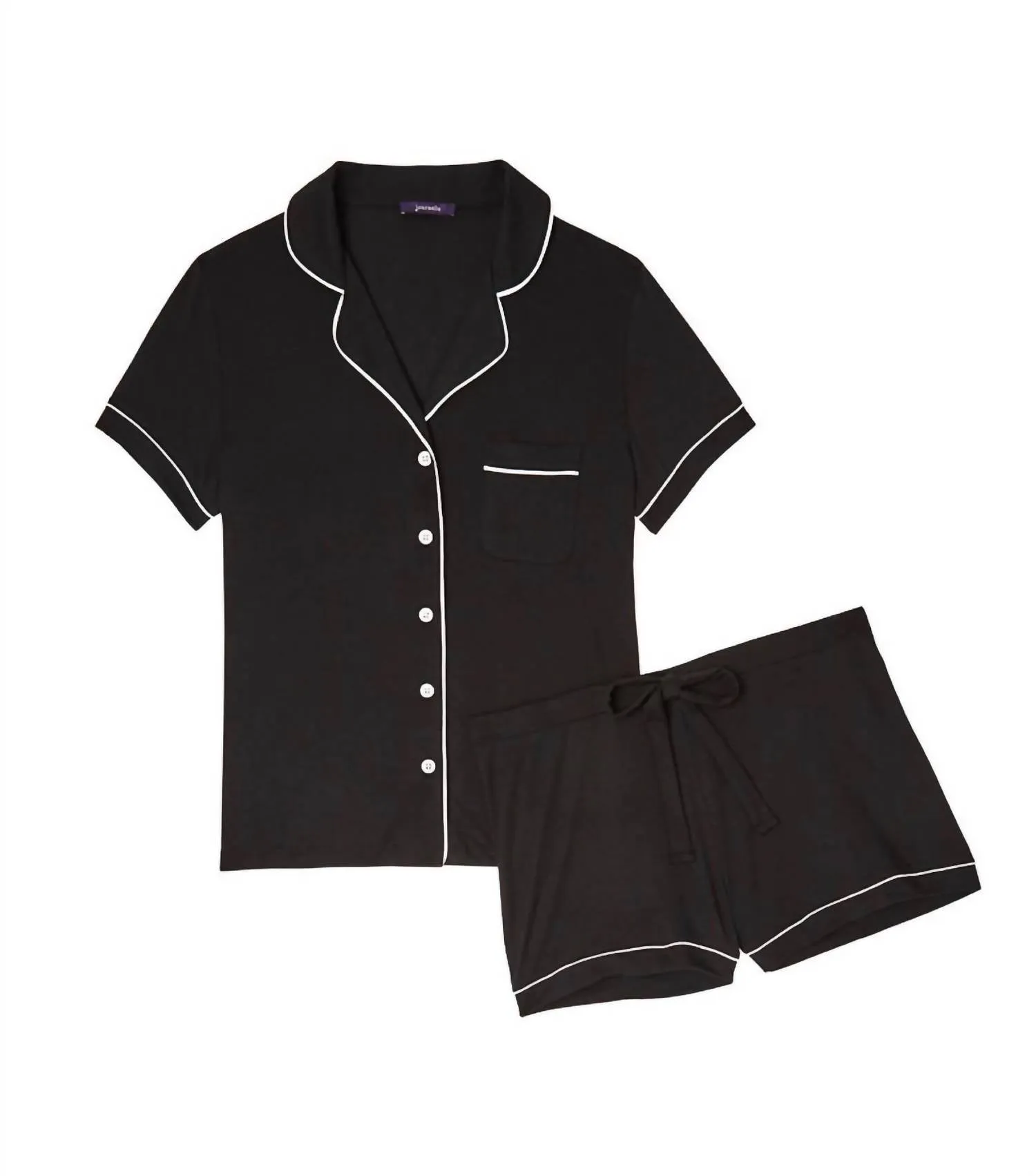 Lilly Short Sleeve Pajama Set In Black