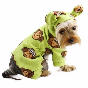 Lime Silly Monkey Fleece Dog Pajamas dog underwear,dog diaper,pet undergarments