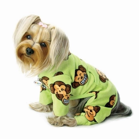 Lime Silly Monkey Fleece Turtleneck Dog Pajamas dog underwear,dog diaper,pet undergarments