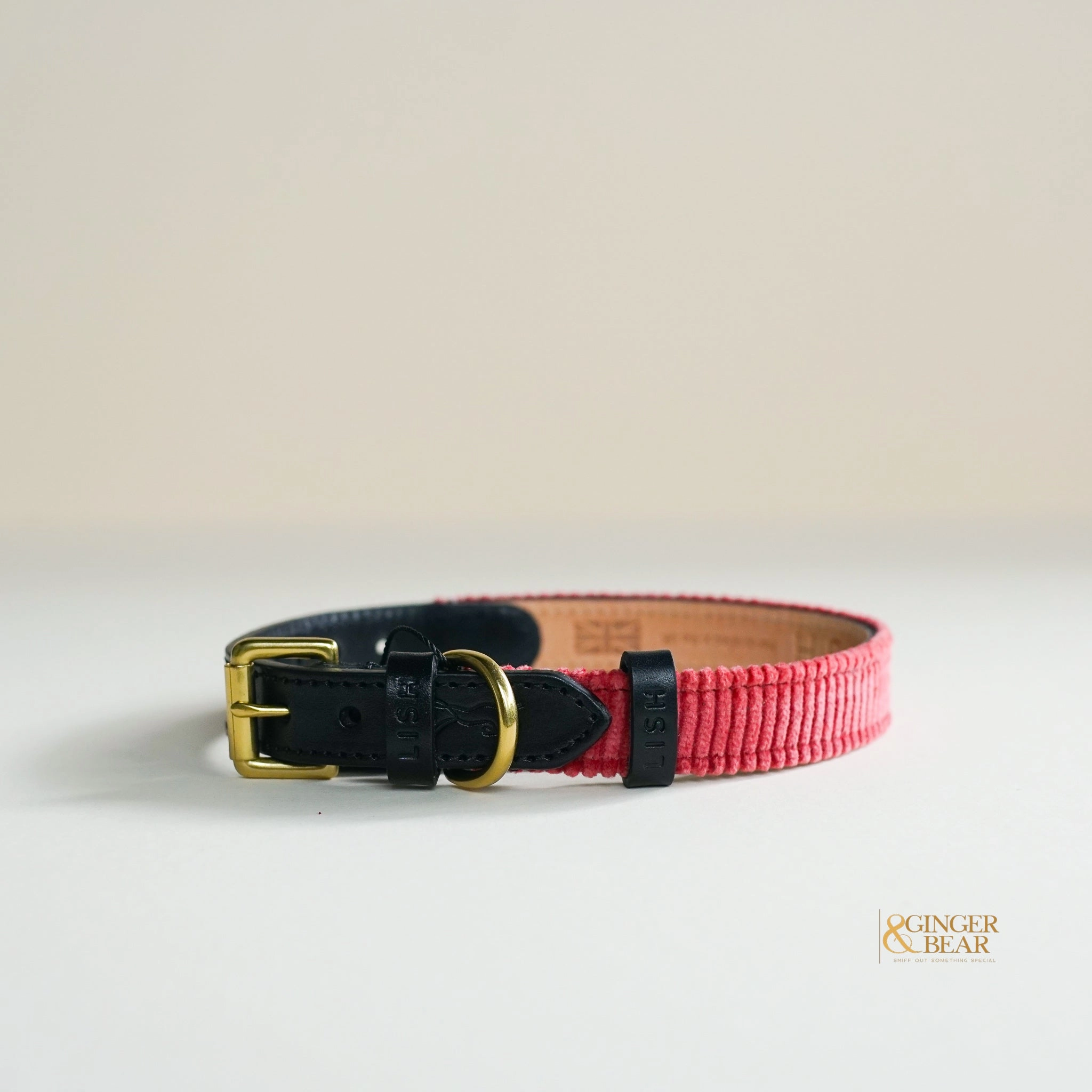 LISH Arnold Rose Pink Wide Wale Corduroy Dog Collar dog collar,leather dog collar,adjustable dog collar