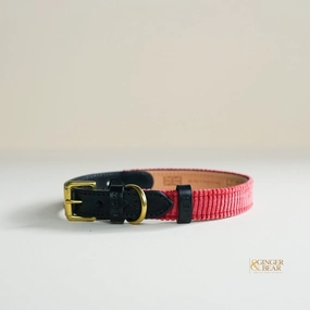 LISH Arnold Rose Pink Wide Wale Corduroy Dog Collar dog collar,leather dog collar,adjustable dog collar