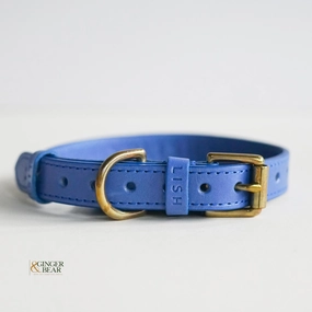 LISH Coopers Cobalt Blue Italian Leather Dog Collar dog collar,leather dog collar,adjustable dog collar