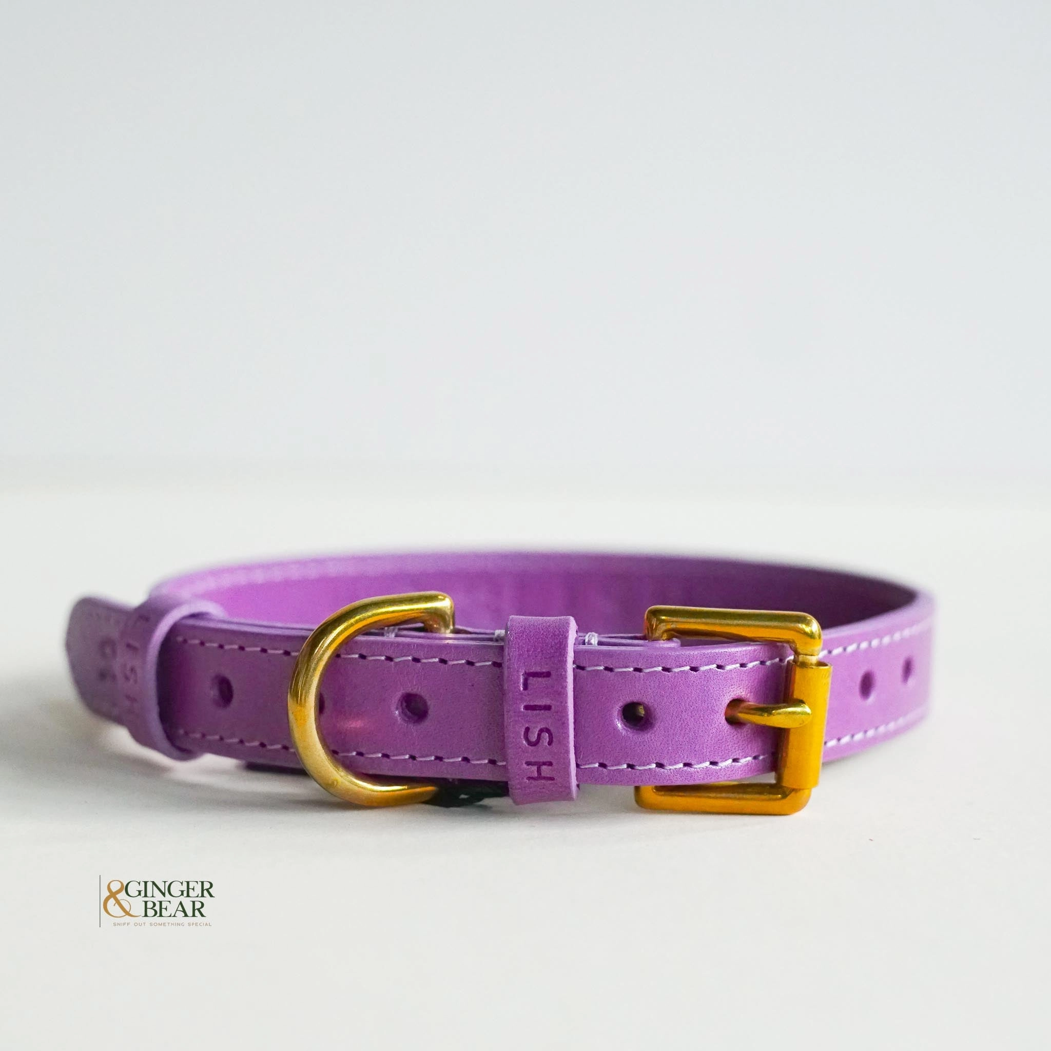 LISH Coopers Violet Purple Italian Leather Dog Collar dog collar,leather dog collar,adjustable dog collar