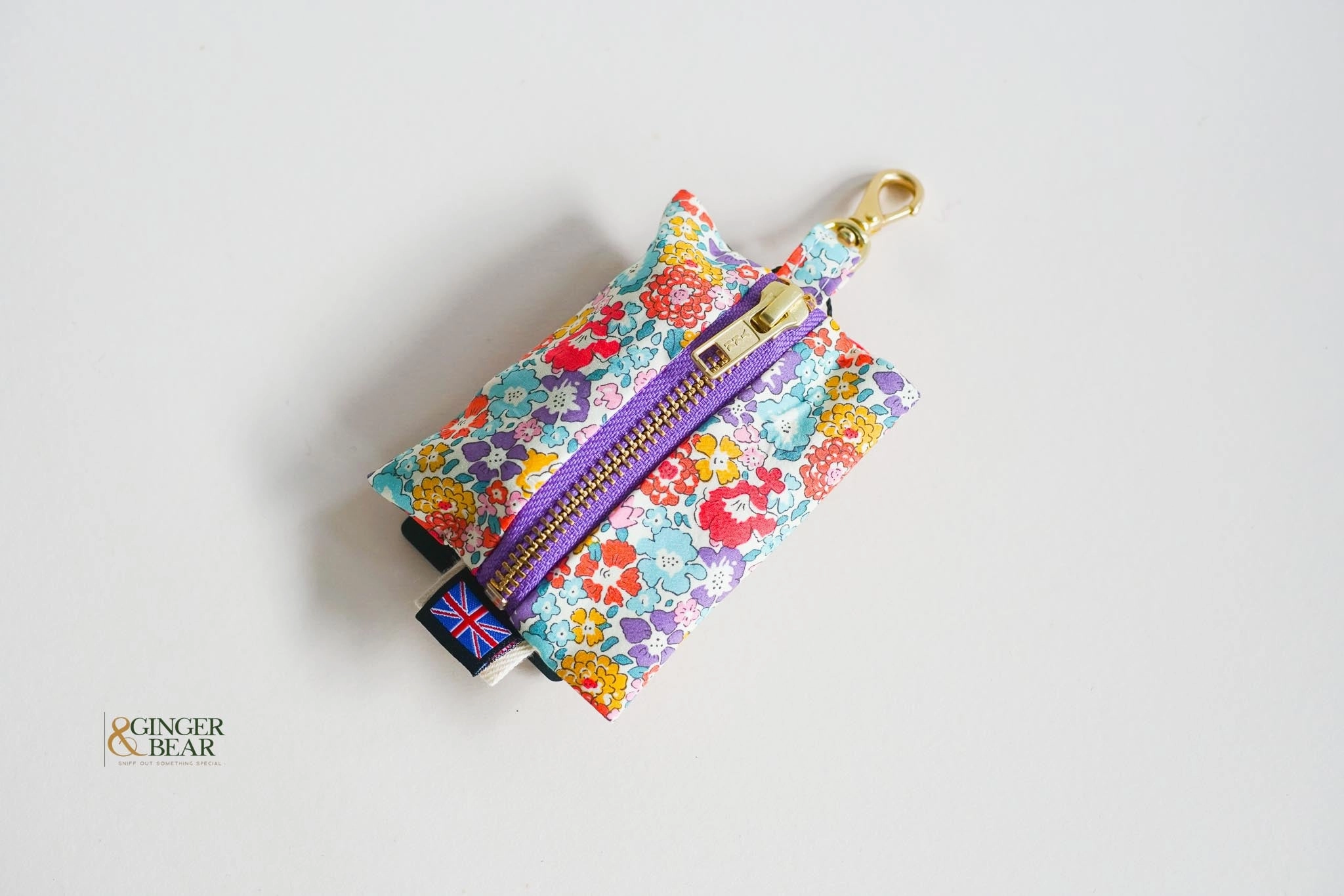 LISH Dog Poop Bag Dispenser: Jubilee Liberty Floral Purple dog business cards,pet business supplies,doggie storefront