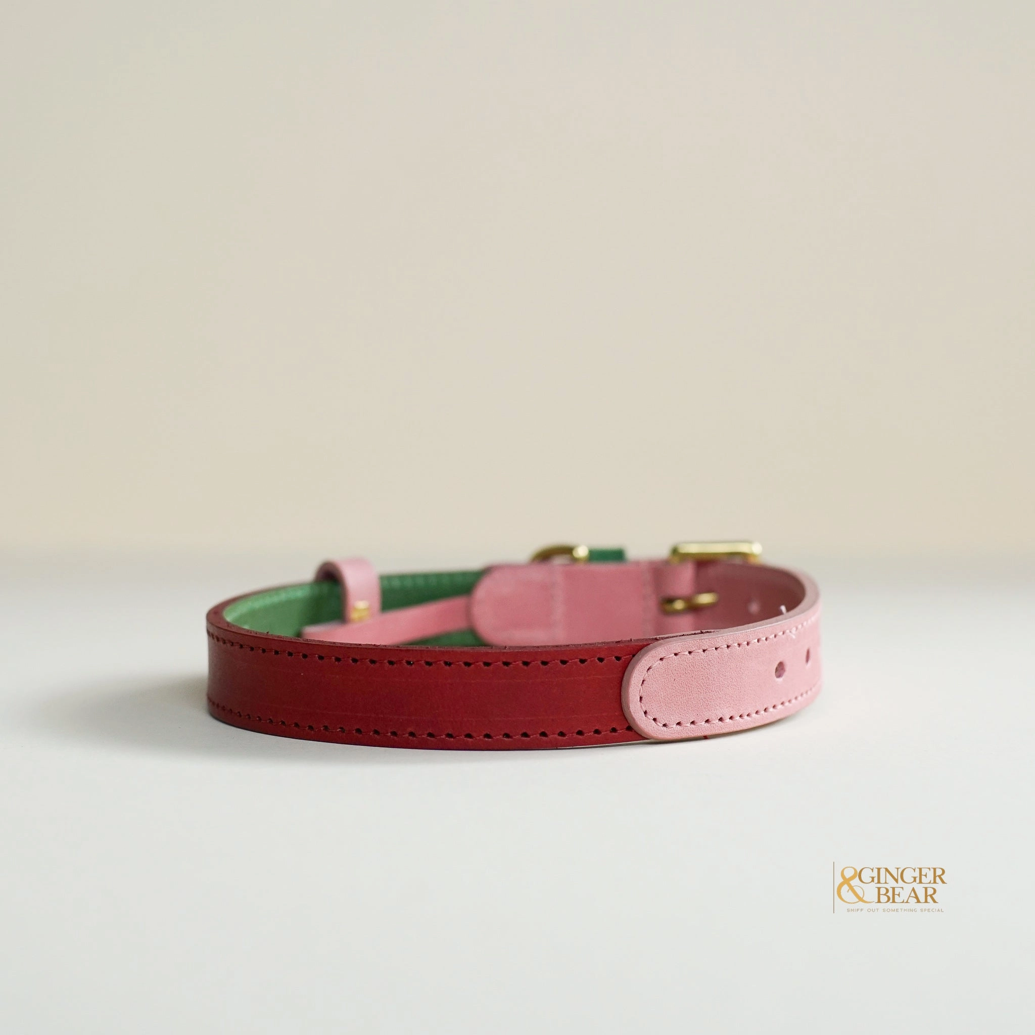 LISH Walter Pink Italian Leather Dog Collar