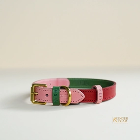 LISH Walter Pink Italian Leather Dog Collar dog collar,leather dog collar,adjustable dog collar