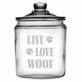 Live Love Woof Glass Dog Treat Jar pet apparel,dog hoodie,fashionable pet wear