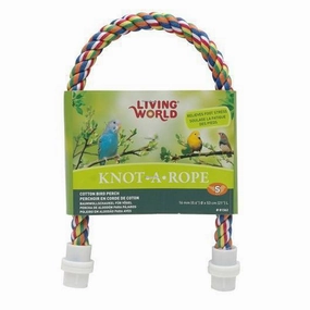Living World Knot-A-Rope Multi-Coloured Cotton Perch 16mm x 53cm L - 81362 bird nesting box,bird cage accessories,bird habitat