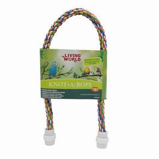 Living World Knot-A-Rope Multi-Coloured Cotton Perch 16mm x 65cm L - 81363 bird nesting box,bird cage accessories,bird habitat