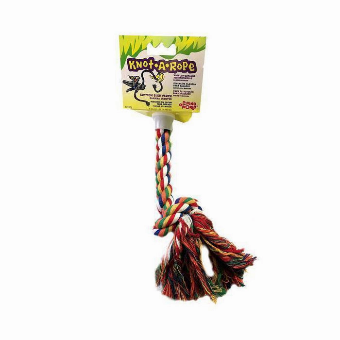 Living World Knot-A-Rope Multi-Coloured Cotton Perch 16mm x L20cm (81360) bird nesting box,bird cage accessories,bird habitat