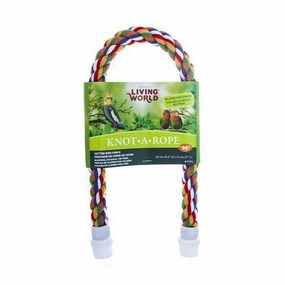 Living World Knot-A-Rope Multi-Coloured Cotton Perch 20mm x 53cm L - 81372 bird nesting box,bird cage accessories,bird habitat