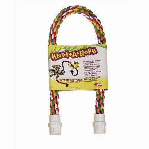 Living World Knot-A-Rope Multi-Coloured Cotton Perch 30mm x 53cm L - 81380 bird nesting box,bird cage accessories,bird habitat