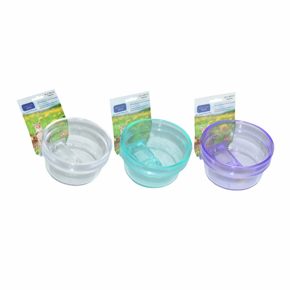Lixit Critter Brite Quick-Lock Crock, 20 oz cat food bowl,cat feeder,elevated cat dish